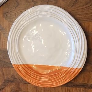 White and Orange Swirl Plate